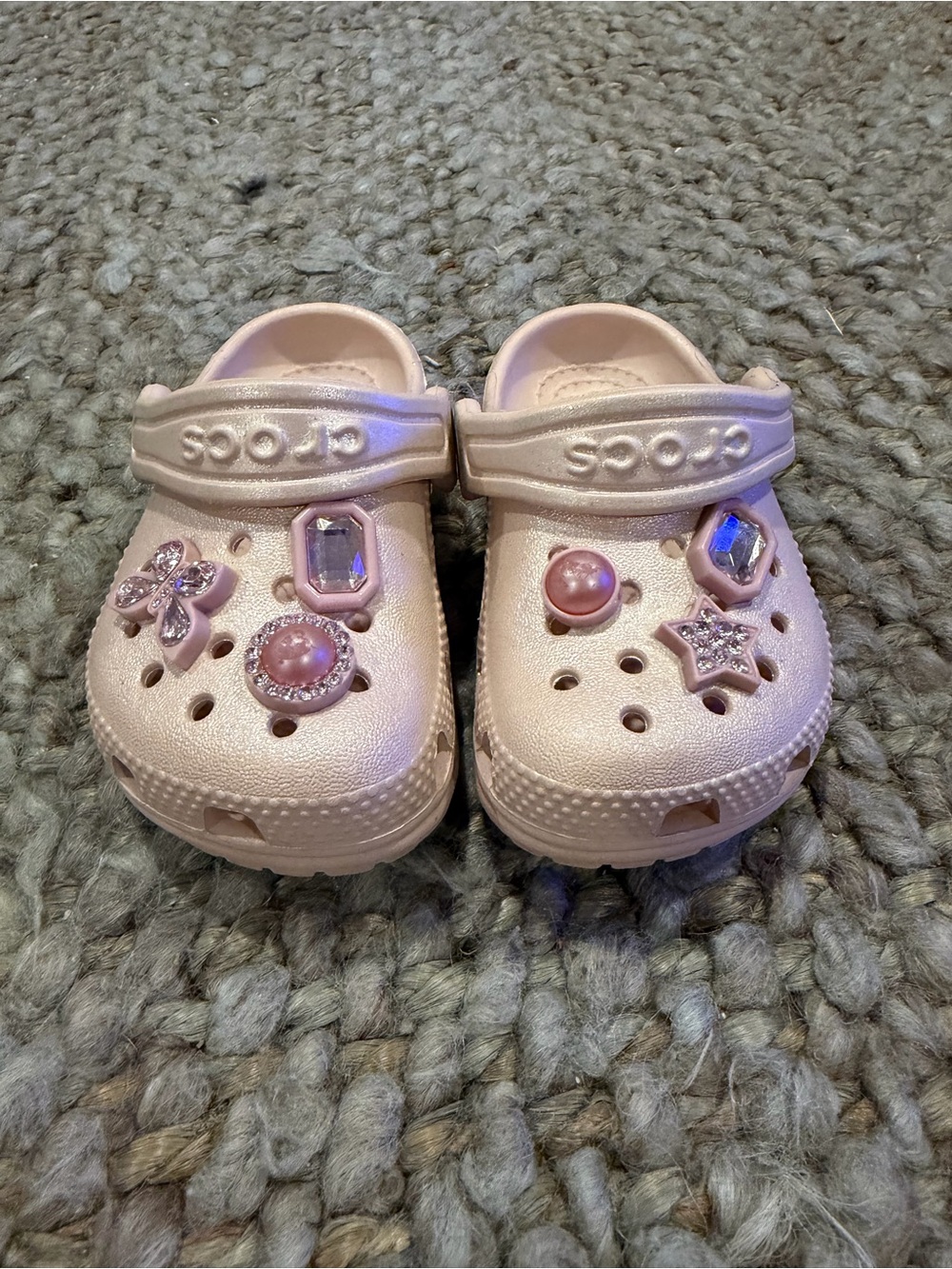 CROCS Toddler Sparkle Pearl Pink Clog Sandals Size 5